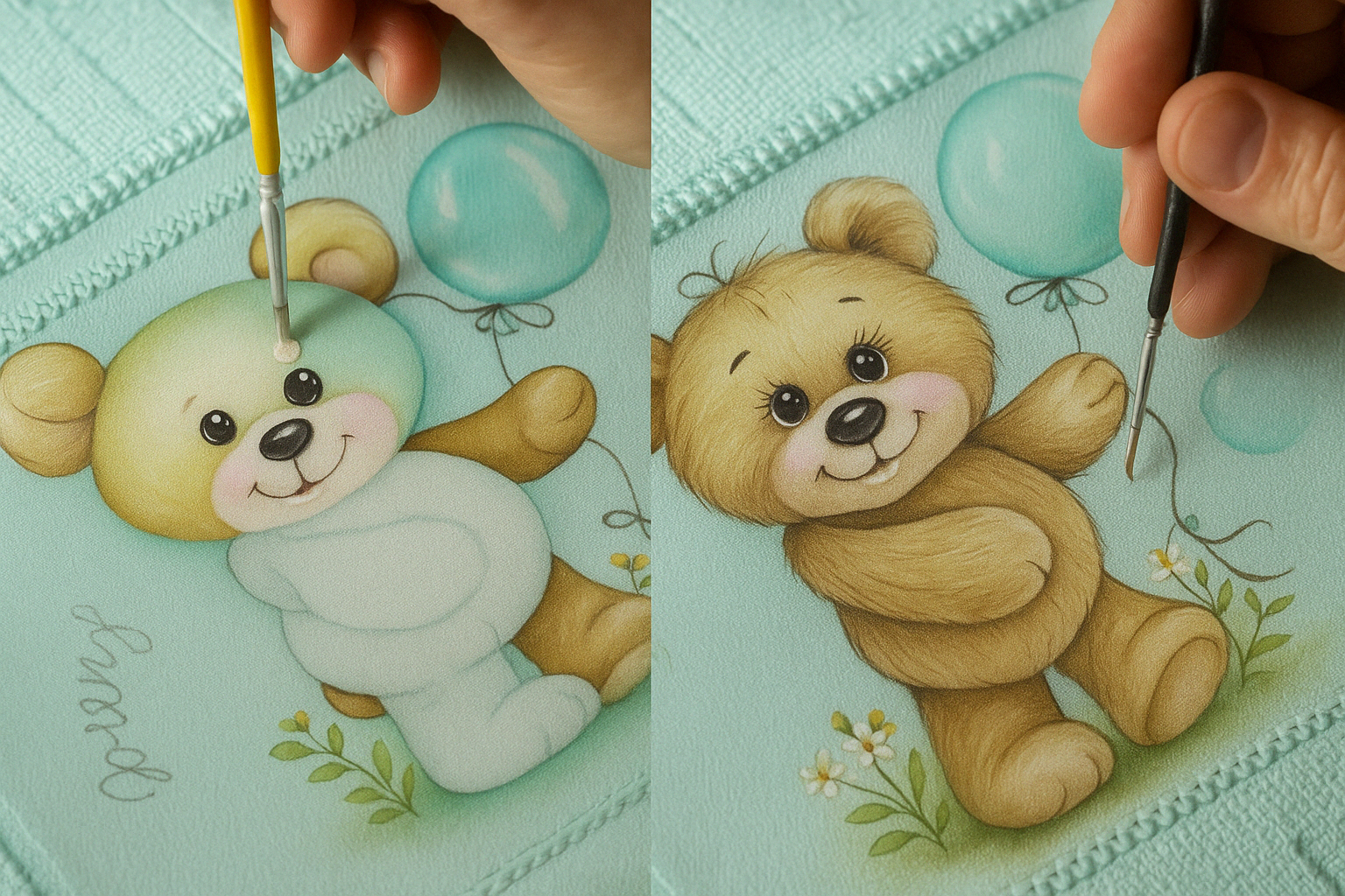 Curso Pintura em Tecido com Ursinho e Ursinha